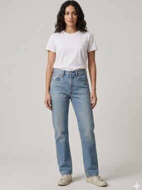 Buck Mason L047 original jeans high rise straight leg light wash rigid size 23